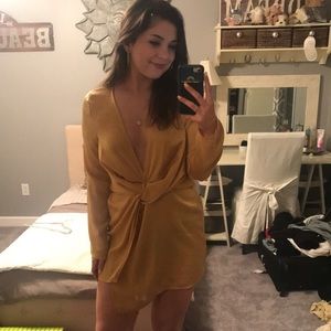 Plunging neckline, gold dress! Worn one time